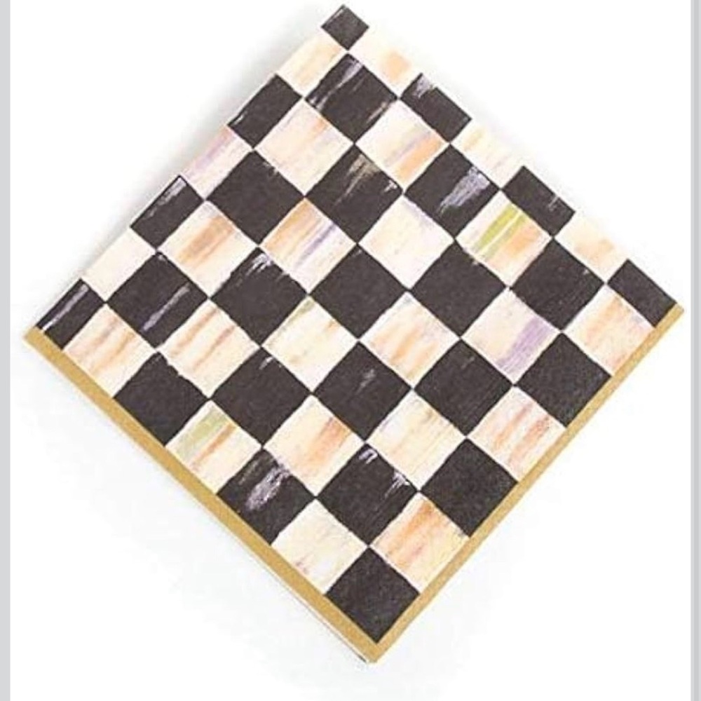 MacKenzie-Childs Courtly Check Black & Gold Paper Dinner Napkins (20 Count) - Picture 2 of 2